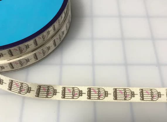 brown none - Brown Birdcage Grosgrain Ribbon Trim 7/16" Made in France (2 yards)