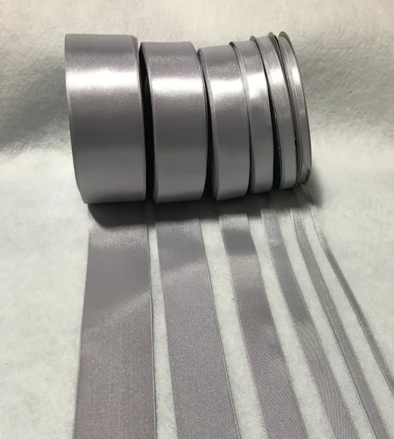 silver none - Silver Double Sided Satin Ribbon - Made in France (6 Widths to choose from)