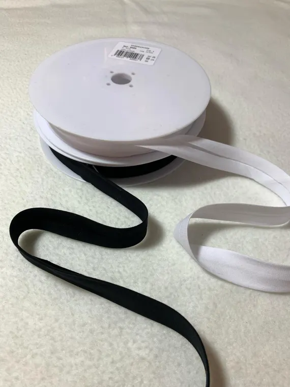 black none - 100% Cotton Single Fold Bias Tape Made in France 3/4" (White or Black)