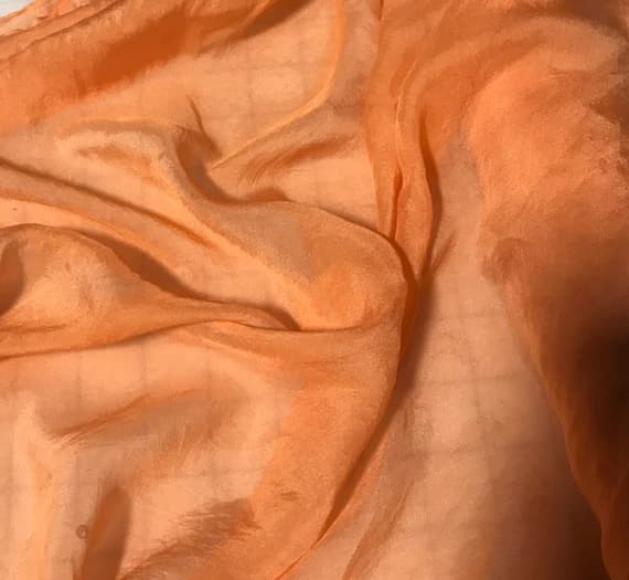 orange organza fabric - Hand Dyed Persimmon Orange - Soft Silk Organza Fabric