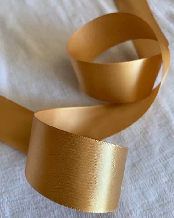 gold none - Gold Single Face 1 Sided Satin Ribbon - 1-7/16" wide - 5 Yards - Polyester