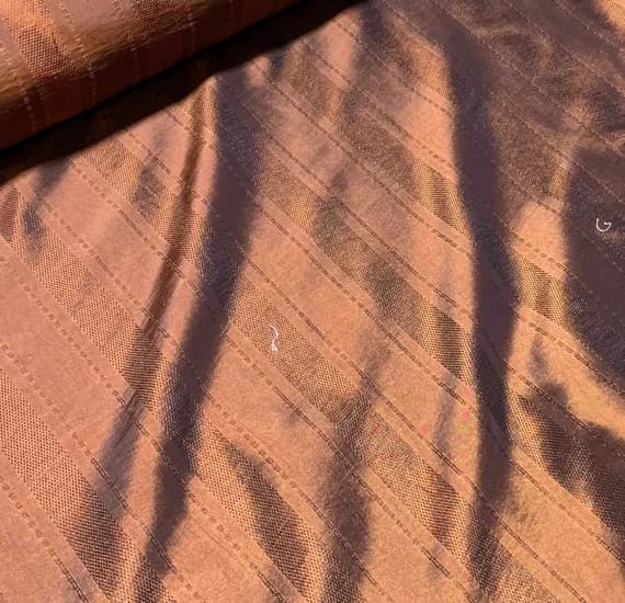 copper taffeta fabric - Orange Copper Stripe - Faux Silk Taffeta Fabric