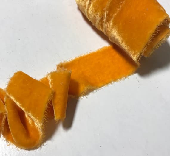 orange none - Hand Dyed Poppy Orange Silk Velvet Ribbon ( 4 Widths to choose from)