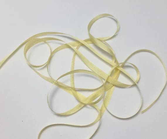 yellow none - YLI #14 Pure Silk Embroidery Ribbon Butter Yellow 4mm 1/8" wide Japan -3 yards-