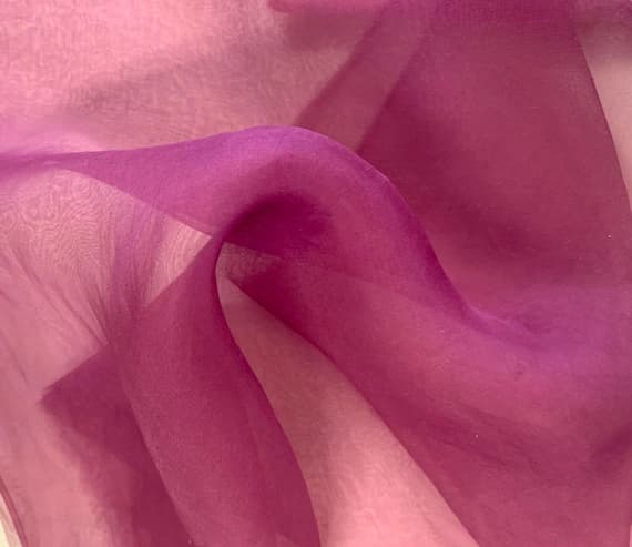 lilac organza fabric - Hand Dyed DEEP LILAC - Silk Organza Fabric
