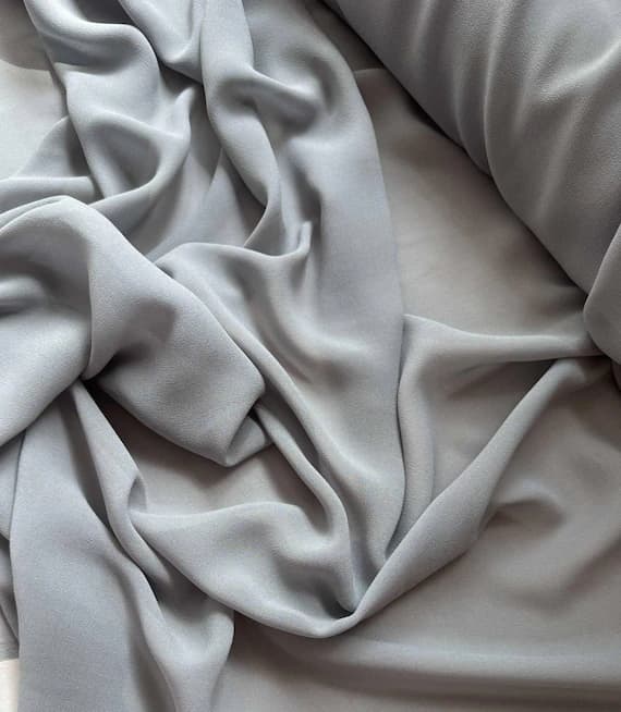 gray chiffon fabric - Pewter Gray - Silk Chiffon Fabric 8 momme weight
