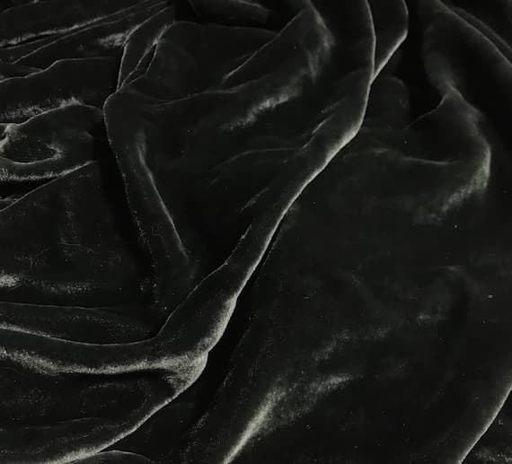green velvet fabric - MOSS GREEN Hand Dyed Silk Velvet Fabric