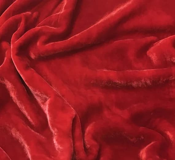 scarlet velvet fabric - SCARLET RED Hand Dyed Silk Velvet Fabric
