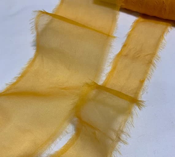 none - Golden Poppy Hand Dyed 100% Silk Sheer Organza Ribbon ( 4 Widths to choose from)
