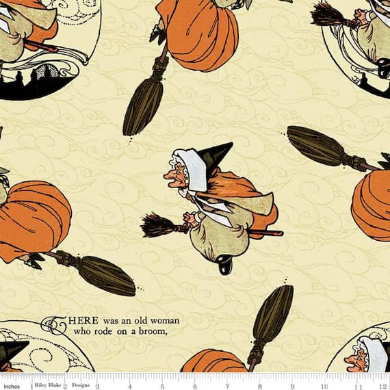 cream cotton fabric - Old Mother Goose Toss Cream - Goose Tales - by J. Wecker Frisch for Riley Blake Fabrics 100% Cotton Fabric