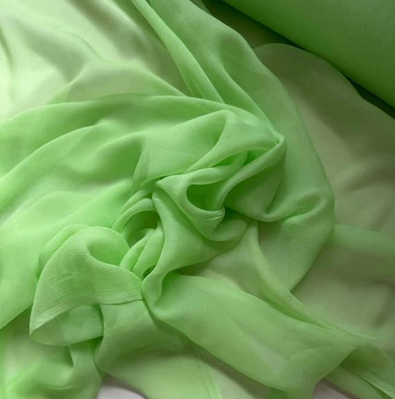 green chiffon fabric - Bright Spring Green - Crinkle Silk Chiffon Fabric