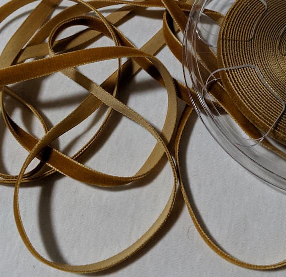 brown none - French VELVET Ribbon GOLDEN BROWN by the yard 3/8 inch
