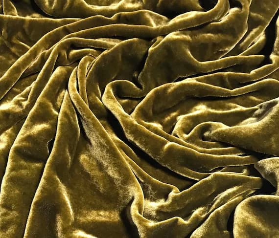 velvet fabric - GOLDEN CHARTREUSE Hand Dyed Silk Velvet Fabric