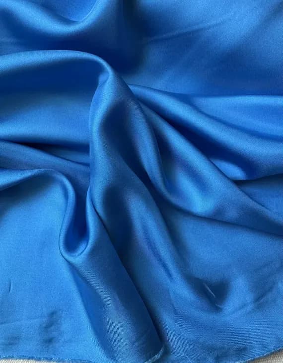 blue twill fabric - Cerulean Blue 100% Silk Twill Fabric 12mm weight