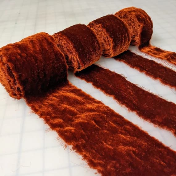 orange none - Burnt Orange Silk Velvet Ribbon ( 4 Widths to choose from)