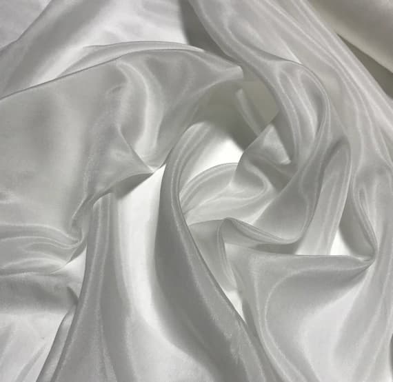 white silk fabric - White - Silk/Cotton Voile Batiste Fabric