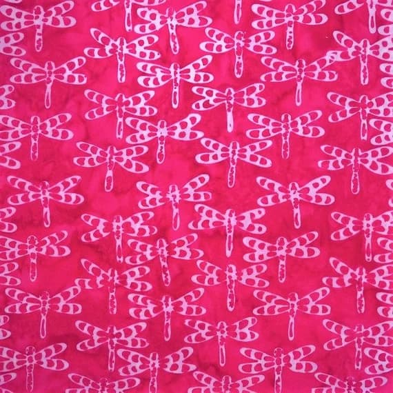 pink cotton fabric - Hardoi Dragonflies Pink - Cloudberry - Batik by Mirah Cotton Fabric