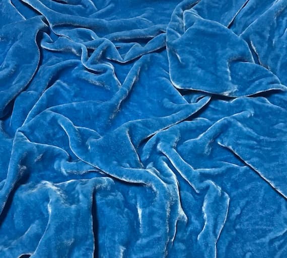 blue velvet fabric - LIGHT BLUE Hand Dyed Silk Velvet Fabric