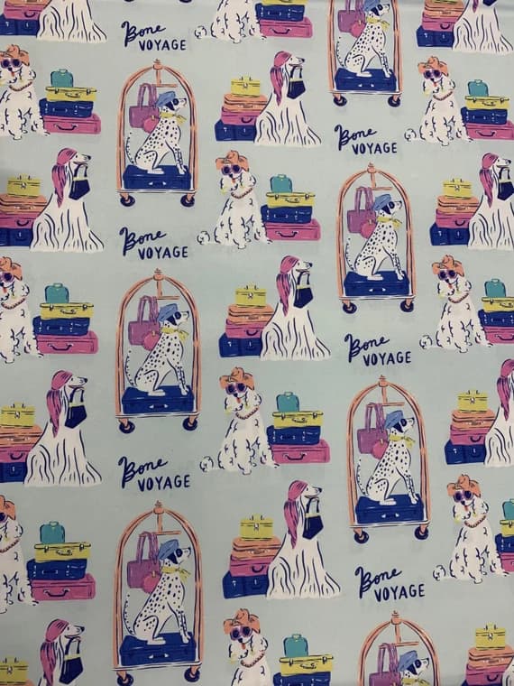 cotton fabric - Pampered Pets - Bone Voyage Dog Vacation - Paintbrush Studio Cotton Fabric