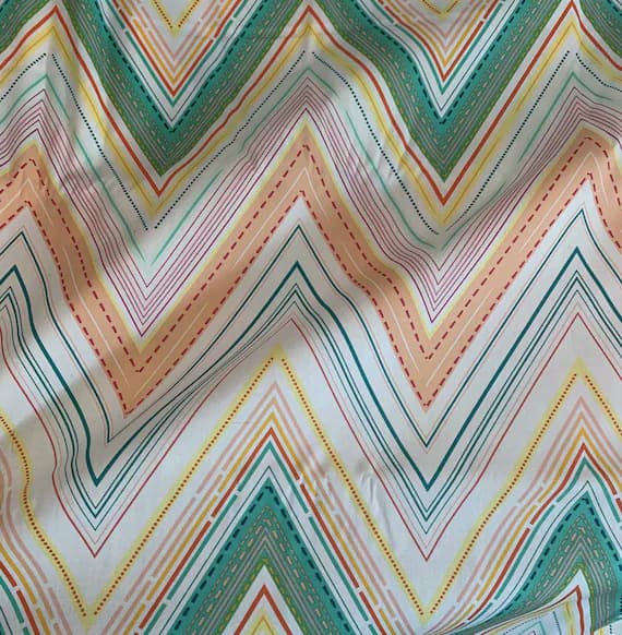 green cotton fabric - Green & Yellow Chevron - Fusions - by Art Gallery 100% Cotton Fabric