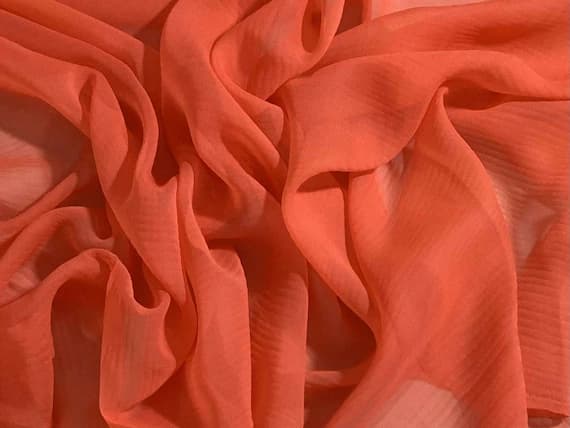 coral chiffon fabric - Salmon Coral - 8mm Silk Chiffon Fabric