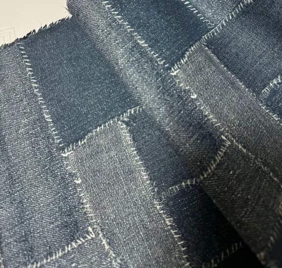 blue cotton fabric - Blue Denim Patchwork Print - Richloom Cotton Canvas Fabric