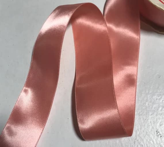 coral none - Sea Coral 1 1/2" Vintage Grayblock Double Faced Satin Ribbon