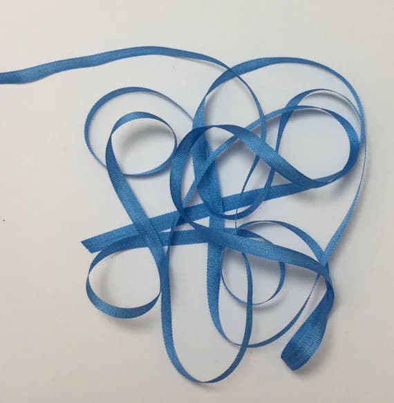 blue none - YLI #11 Pure Silk Embroidery Ribbon Sky Blue 4mm 1/8" wide Japan -3 yards-