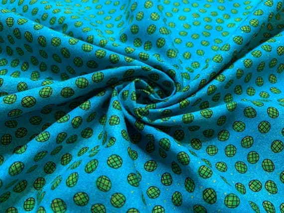 teal cotton fabric - Teal Blue & Green Eggs Blender Cotton Fabric Vintage 90's OOP SSI