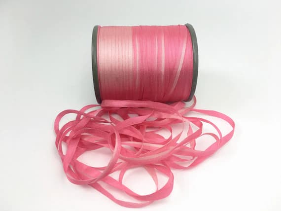 pink none - Hand Dyed Variegated Bubblegum Pink #76 Pure Silk Embroidery Ribbon 4mm 1/8" wide Japan -3 yards-