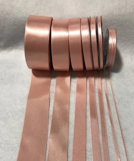 peach none - Peach Double Sided Satin Ribbon - Made in France (7 Widths to choose from)