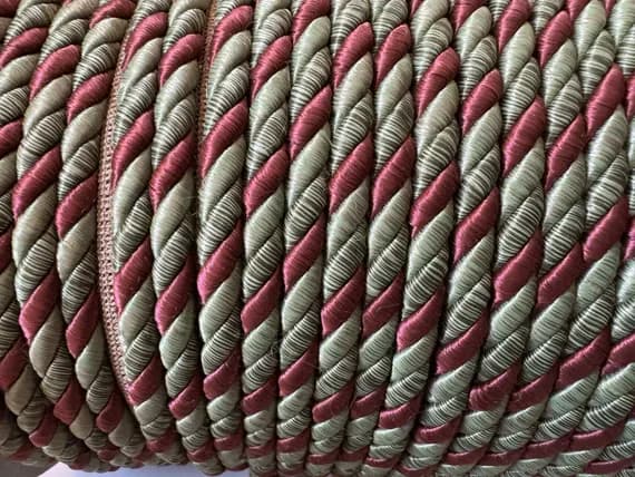 wine none - Wine & Sage Green Lip Cord Braid Gimp Trim 3/8" wide x 2 Yard increments