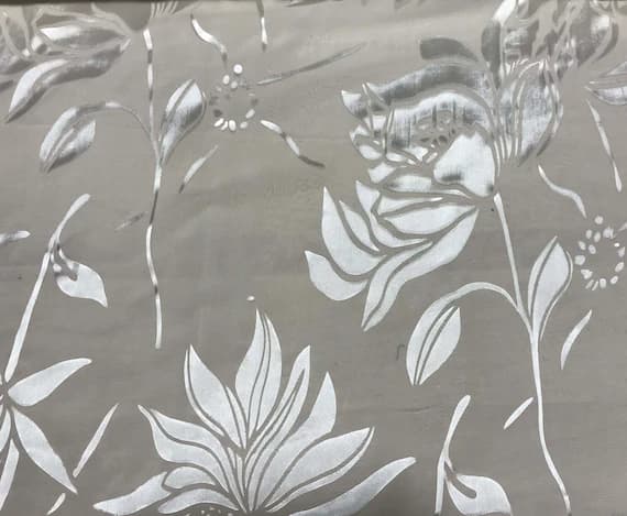 white charmeuse fabric - Burnout Devore Satin Fabric - White Large Magnolias Floral