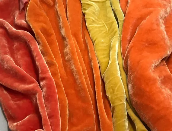 velvet fabric - Light Autumn Sample Set - Hand Dyed Silk Velvet Fabric - 9"x45" Each