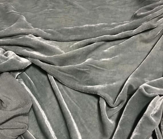 sage velvet fabric - SAGE GRAY Hand Dyed Silk Velvet Fabric