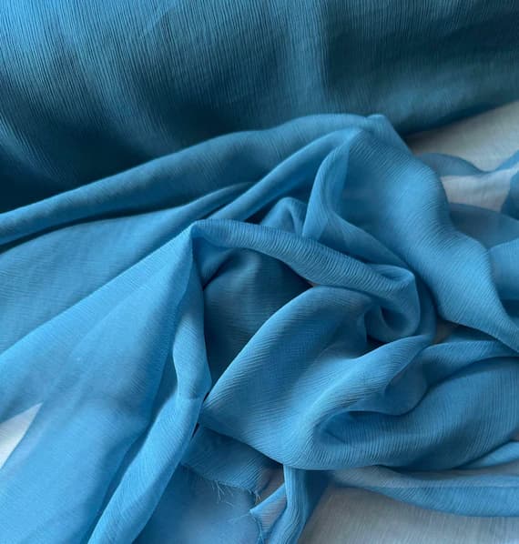 blue chiffon fabric - Bluebird Blue - Crinkle Silk Chiffon Fabric