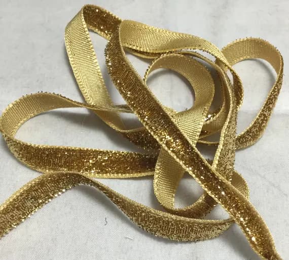 gold none - French VELVET Ribbon Lurex Metallic GOLD by the yard 10mm 3/8 inch