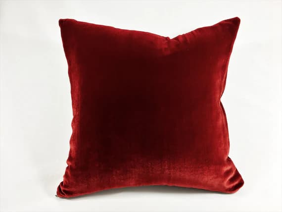 red velvet fabric - Silk Velvet Pillow Cover in IRIDESCENT BRICK RED Handmade