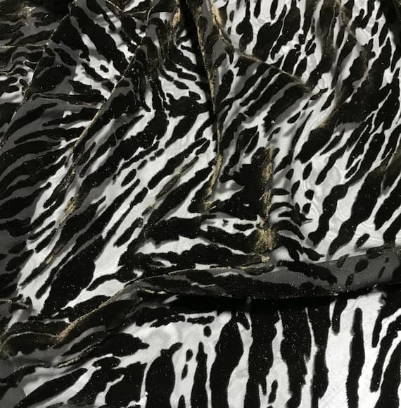 brown velvet fabric - Brown Tiger Stripes - Burnout Silk Velvet Fabric