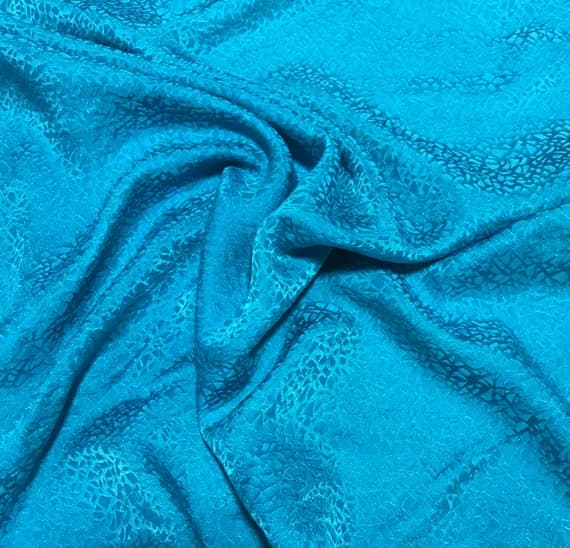 teal silk fabric - Hand Dyed Teal Blue Pebbles - Silk Jacquard Fabric