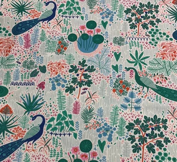 peacock cotton fabric - Peacock Garden - Glasshouse - by Emily Taylor for Figo 100% Cotton Fabric