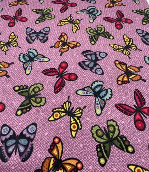 plum cotton fabric - Plum Bonnie Butterflies - Maywood Studio Cotton Flannel Fabric