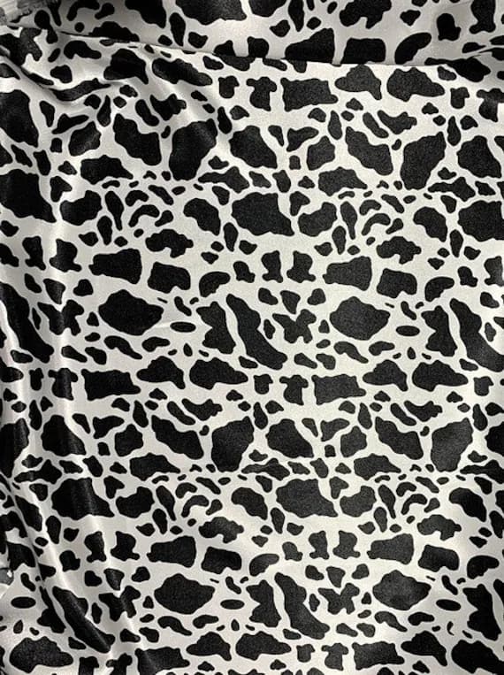 black charmeuse fabric - Black on White Spots - Faux Silk Charmeuse Satin Fabric