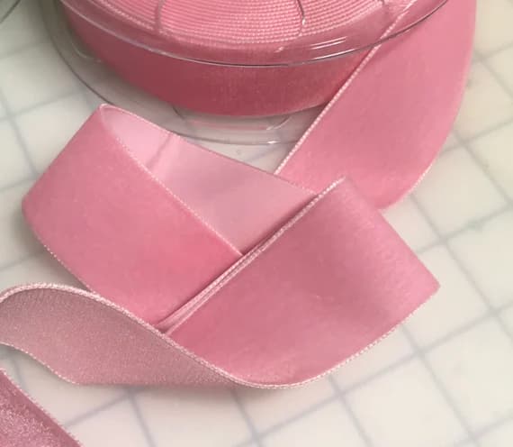 pink none - French VELVET Ribbon PINK by the yard (1 1/2 inch wide)