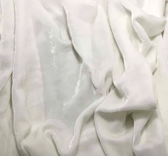 white velvet fabric - BRIGHT WHITE Silk Velvet Fabric