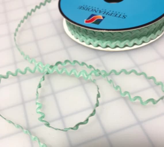 mint none - Mint & White Ric Rac Trim made in France 1/4" wide x 3 yards