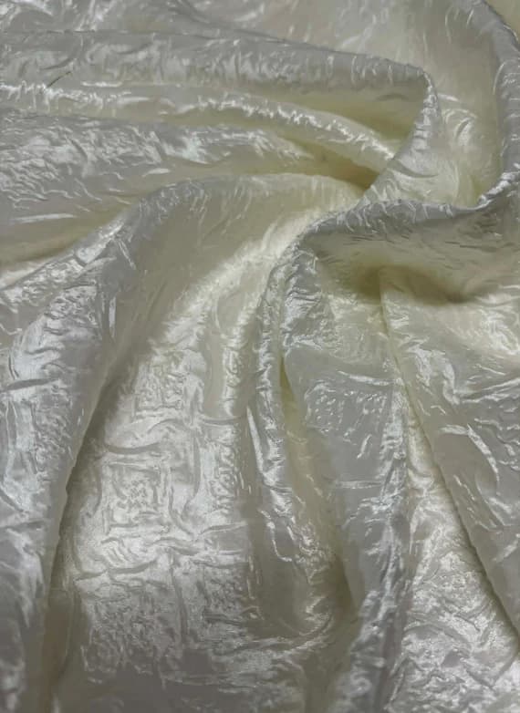 ivory taffeta fabric - Ivory Embossed Damask - Faux Silk Taffeta Fabric