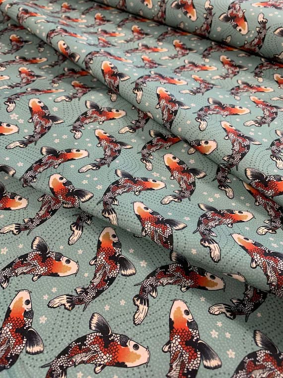 cotton fabric - Kimonos & Koi - Koi Pond - Paintbrush Studio Cotton Fabric