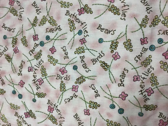 pink cotton fabric - Birds Bees Bears Butterflies on Pink - Moda - Cotton Fabric