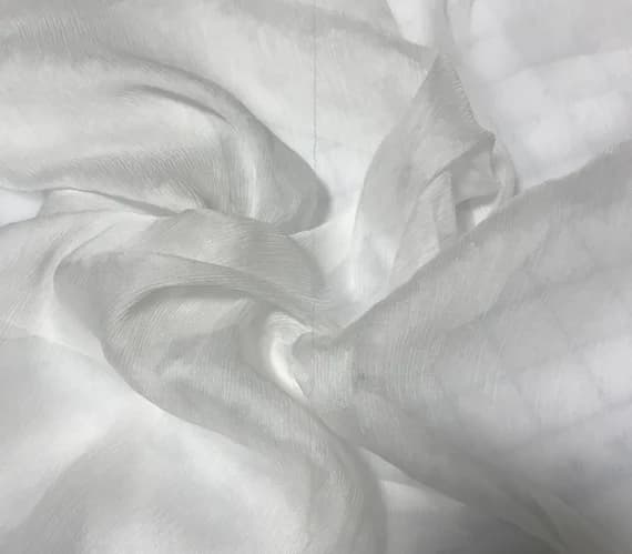 white chiffon fabric - White - Crinkle Silk Chiffon Fabric